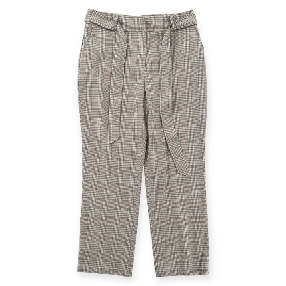 Joie Plaid Pants Womens 10 Straight Leg‎ Belted Stretch Cropped Trousers NWOT